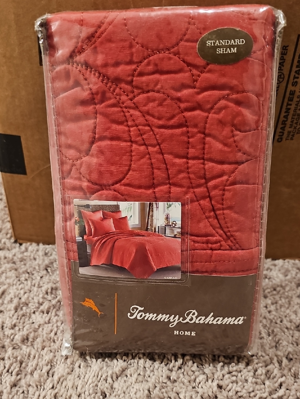Tommy Bahama Sham Red Fits A Pillow 20 In X 26 In  100 Percent Cotton Nassau